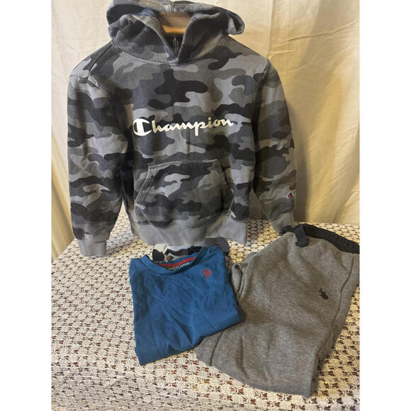 Other - Champion Boys Hoodie Camo Gray & U.S. Polo Assn. Blue Tee w/ Gray Joggers XS 4-5